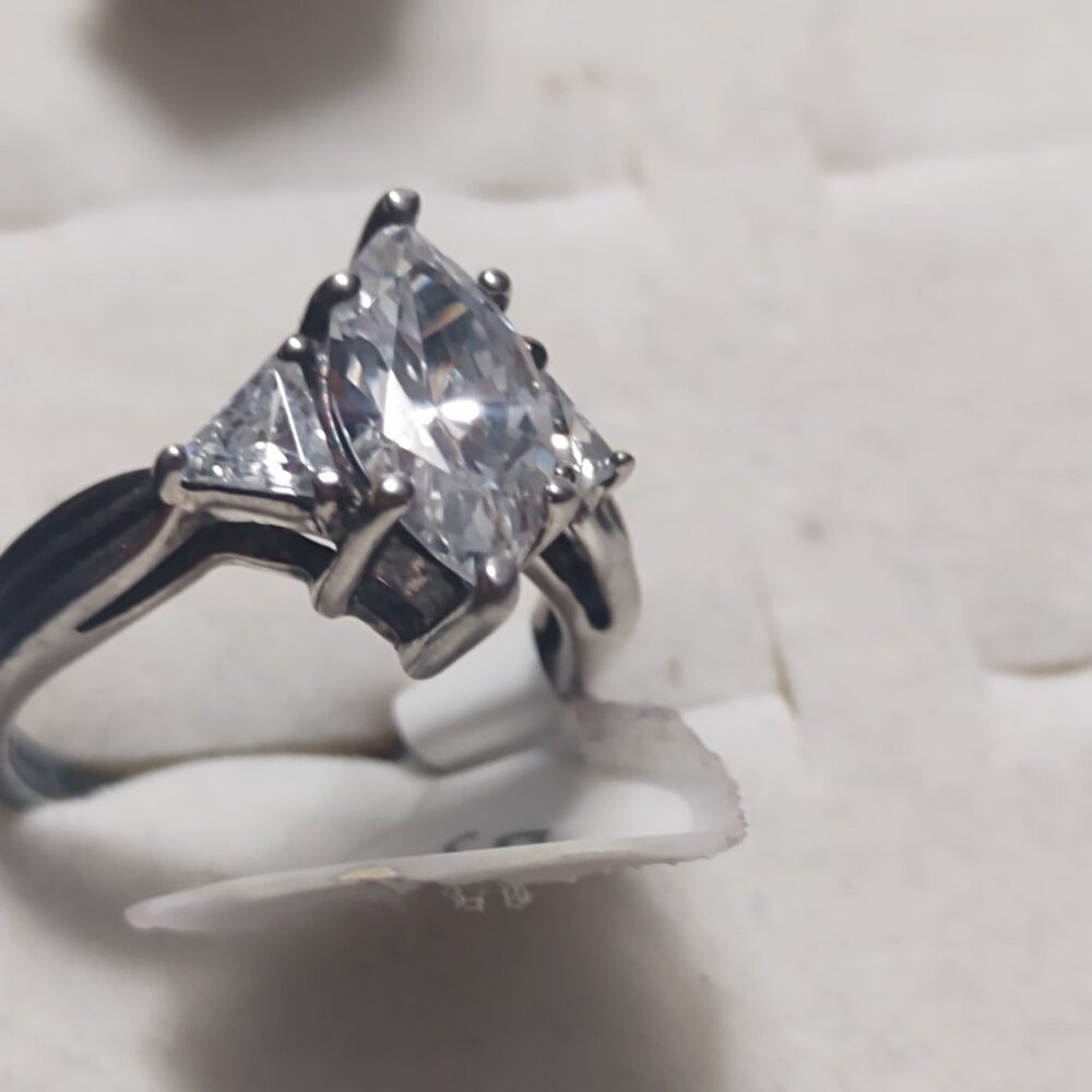Women's Size 5 3/4 Sterling Silver Ring with Cubic Zirconia Engagement Cut